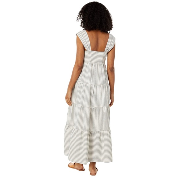 Madewell gray white linen blend tiered maxi dress SIZE S - Picture 9 of 10